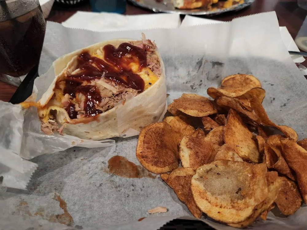 Rooster Wrap and Chips